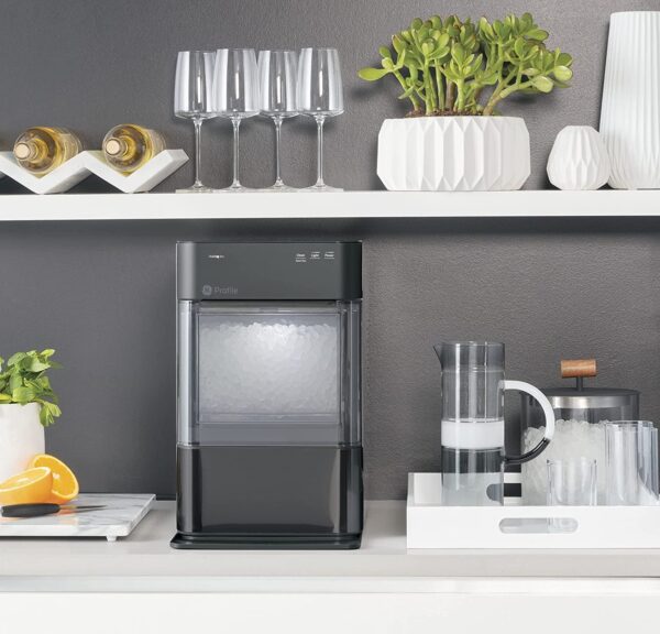 Countertop Nugget Ice Maker | Ice Machine with WiFi Connectivity | Smart Home Kitchen Essentials | Black Stainless