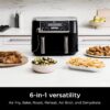 DZ401 Foodi 10 Quart 6-in-1 DualZone XL 2-Basket Air Fryer with 2 Independent Frying Baskets, Match Cook & Smart Finish to Roast, Broil, Dehydrate for Quick, Easy Family-Sized Meals, Grey