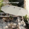 15ft Patio Umbrella Double-Sided Outdoor Market Extra Large Umbrella with Crank, Umbrella Base Included (Dark Red)