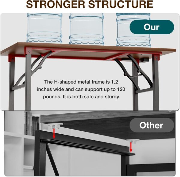 TEMI Small Computer Desk Folding Table – 35.8′′ Foldable Office Desk, No Assembly, Perfect for Small Spaces in Bedroom, Dorm, or Apartment, Portable Mini Desk or Study Table with Compact Design, Brown