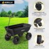 Heavy Duty Poly Utility Dump Wagon Garden Cart w/Pneumatic Tires, 6 Cu Ft – 1200 lb Capacity Outdoor Wheelbarrow for Yard, Landscaping & Gardening, Lawn Tractor or ATV Towable-Gorilla Carts