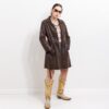 Brown leather trench