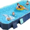 Foldable Non-Inflatable Kids’ and Adults’ Outdoor Swimming Pool – Hard Plastic Shell, Kid Pool for Backyard Dog Pools (158′′ x 76′′ x 20′′)