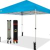 CROWN SHADES 10×10 Pop Up Canopy – Beach Tent with One Push Setup – Easy Outdoor Sun Shade for Events, Parties, Camping – Gazebo with STO-N-Go Cover Bag, Silver Coated Top, White