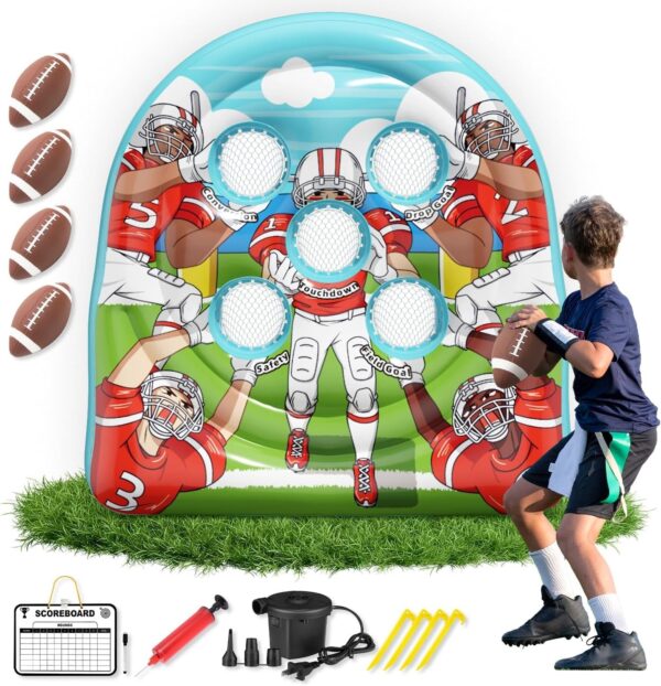 6Ft Football Target Toss Game – Inflatable Football Throwing Target Toy for Kids – Carnival Party Games