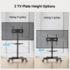Mobile TV Stand for 23-60 Inch LCD LED Flat/Curved Panel Screen TVs, Tilt TV Cart Holds up to 88Lbs Portable Stand with Laptop Shelf Rolling Floor Max VESA 400x400mm (PSTVMC06)