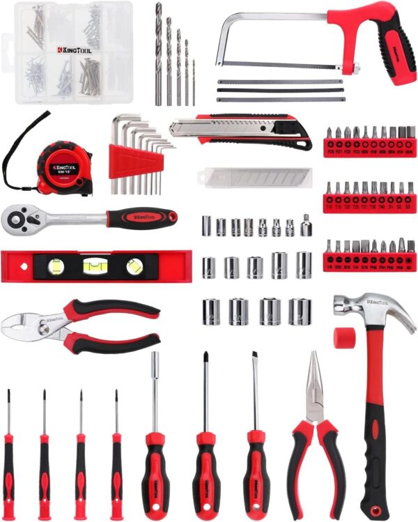 KINGTOOL Home Tool Set Kit – 286 PCS Home Auto Repair Tool Kit with Rolling Tool Box, Mechanic Tool Sets with 21V Max Cordless Power drill, Perfect for Homeowner, Diyer, Handyman