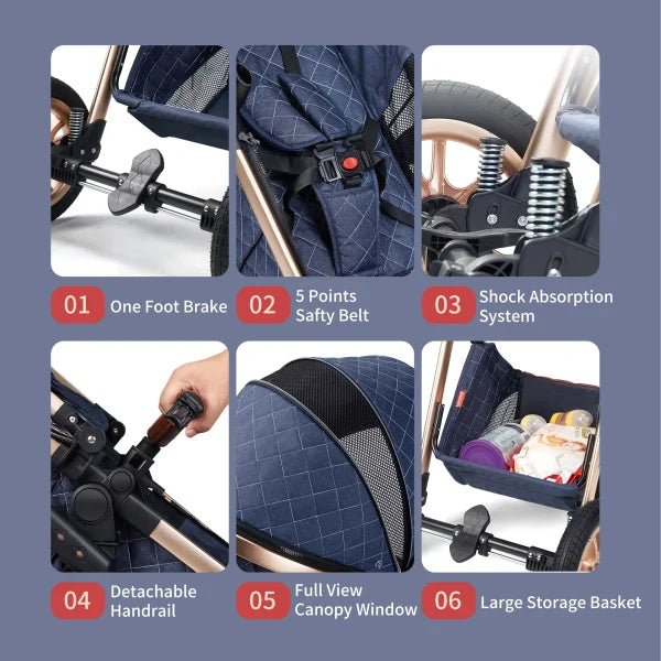 1c0f609563974413b52209ac281aa1c3 B.Childhood High Landscape Baby Stroller Folding Reversible Seat,Unisex,Blue