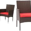 Patio Furniture Set 4 Pieces Outdoor Rattan Chair Wicker Sofa Garden Conversation Bistro Sets for Yard (Brown)