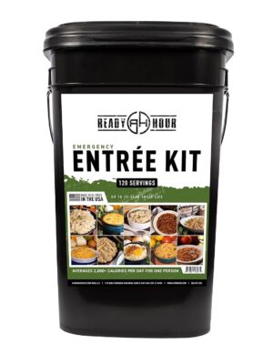 Ready Hour, Emergency Meal Entrées, Real Non-Perishable Meals, 25-Year Shelf Life, Portable Flood-Safe Container, 120 Servings