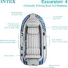 INTEX Excursion Inflatable Boat Series: Includes Deluxe 54in Boat Oars and High-Output Pump – SuperTough PVC – Adjustable Seats with Backrest – Fishing Rod Holders – Welded Oar Locks