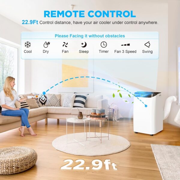 1ca5c0ad7e8b43fba1fa260440273537 14000 BTU Portable Air Conditioners with Remote Control, 3-in-1 Free Standing Cooling AC Unit with Fan & Dehumidifier, Cools Room up to 700 sq.ft, Smart/Sleep Mode,3 Speed,Auto Swing,24H Timer