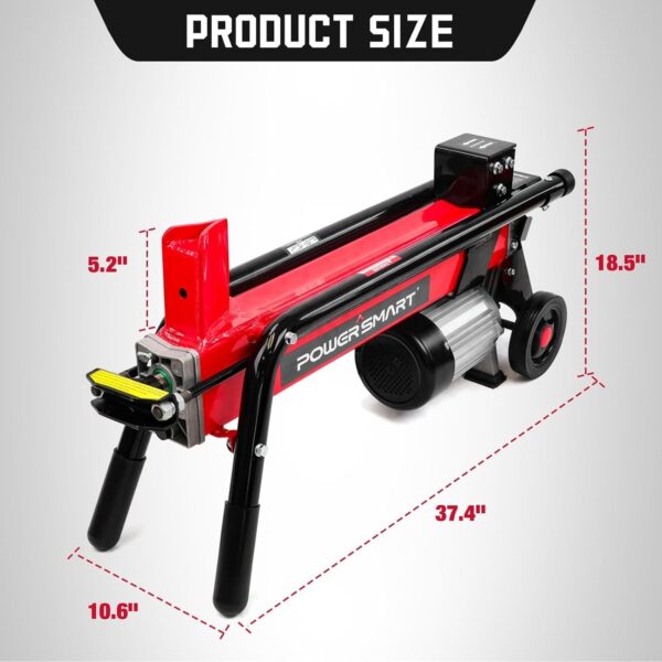PowerSmart Electric Log Splitter 7-Ton – Efficient Wood Splitter with 3500 Motor Speed, 15 Amp, Horizontal Full Beam Design and Steel Wedge for Firewood & Kindling Cutting