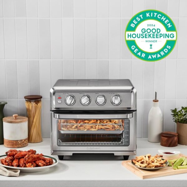 Air Fryer + Convection Toaster Oven, 8-1 Oven with Bake, Grill, Broil & Warm Options, Stainless Steel, TOA-70