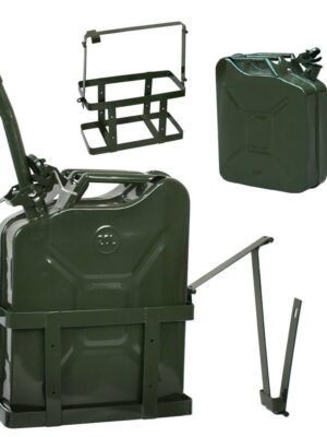 Jerry Can with Holder 20L Liter 5 Gallons – Steel Tank Gasoline Green