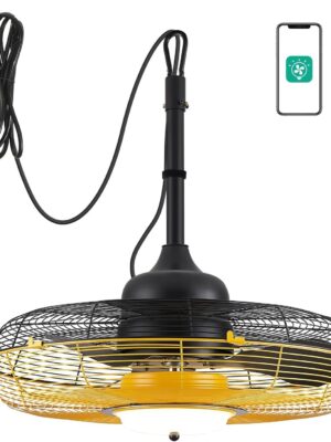 Outdoor Ceiling Fan with Light, Plug in Ceiling Fan with Remote, Gazebo Fans Outdoor Hanging for Patios Waterproof, Wet Rated Hanging Fan with App Control