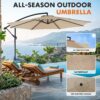 9.8FT Offset Patio Umbrella Hanging Cantilever Umbrella Outdoor Sun Shade with Easy Tilt Adjustment, 8 Ribs, UV Protection for Backyard, Lawn, Garden and Pool, Blue