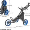 3Wheel Golf Push Cart - Golf Trolley Foldable Collapsible Lightweight Pushcart with Foot Brake - Easy to Open & Close