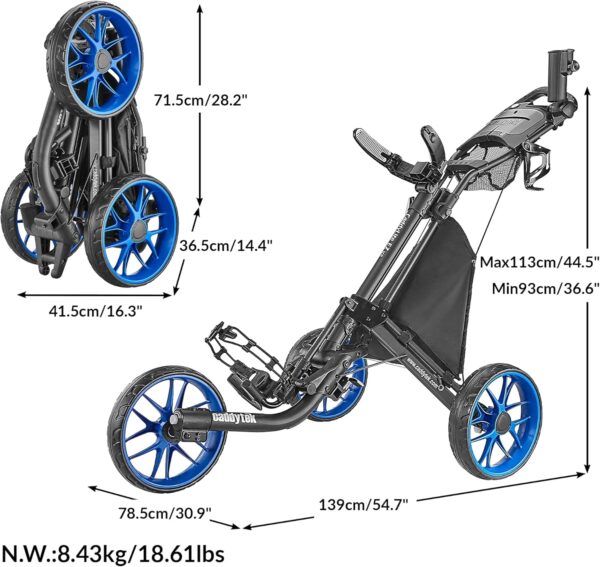 1d5daeab9e3e4b03ac58182f48e90aad 3Wheel Golf Push Cart - Golf Trolley Foldable Collapsible Lightweight Pushcart with Foot Brake - Easy to Open & Close