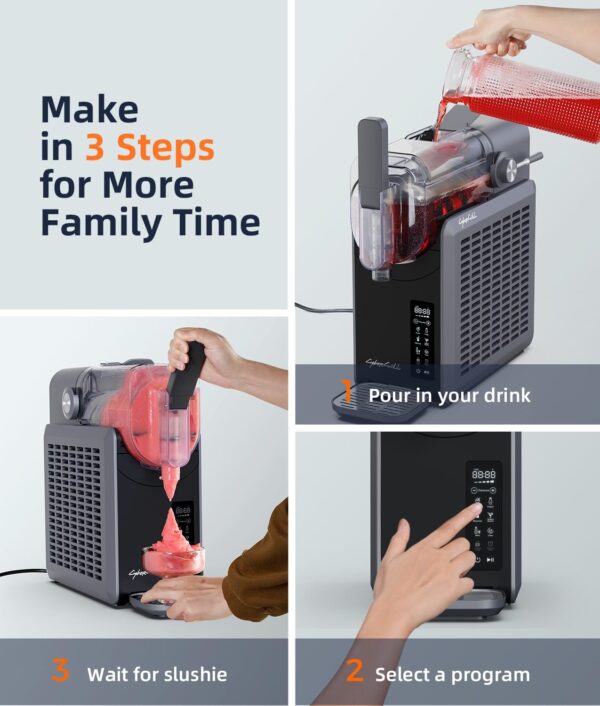 Slushie Machine – Professional Frozen Drink Maker No Ice Needed- 70 oz Slushy Machine for Home with LED Display – One-Touch Reservation & 6 Pre-set Programs for Frozen Margaritas, Frappés & Ice Cream