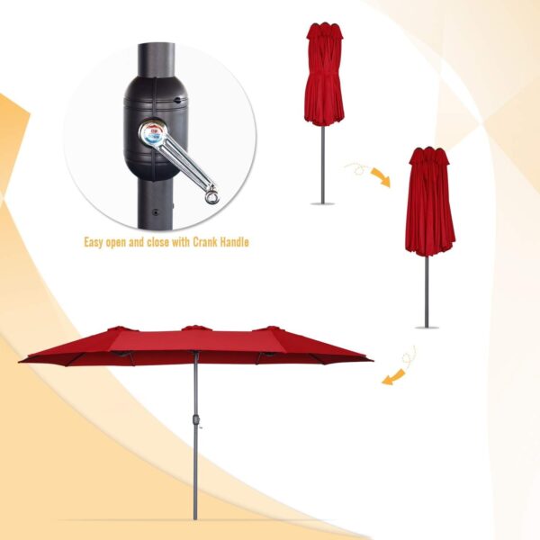1e5cd5399abf4a28b6ac75a02717c814 15ft Patio Umbrella with Solar Lights, Large Double Umbrella Outdoor, Rectangle 180”x106” Umbrellas with 156 PCS LED Lights and Crank Handle for Backyard Deck Pool Shade in Black(1.9′′ Pole)