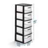 5-Drawer Plastic Storage Unit with Clear Drawers in White (2 Pack)