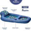 Aqua Luxury Water Lounge, X-Large, Inflatable Pool Float with Headrest, Backrest & Footrest, Palm Beach Flamingo