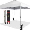 CROWN SHADES 10×10 Pop Up Canopy – Beach Tent with One Push Setup – Easy Outdoor Sun Shade for Events, Parties, Camping – Gazebo with STO-N-Go Cover Bag, Silver Coated Top, White