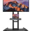 Rolling/Mobile TV Cart with Wheels for 32-82 Inch LCD LED 4K Flat Screen TVs – TV Floor Stand with Shelf Holds Up to 100 lbs, Height Adjustable Trolley Max VESA 600x400mm- PSTVMC05