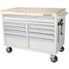 46 in. W x 24.5 in. D 9-Drawer Gloss Black Deep Tool Chest Mobile Workbench with Hardwood Top and Power Station