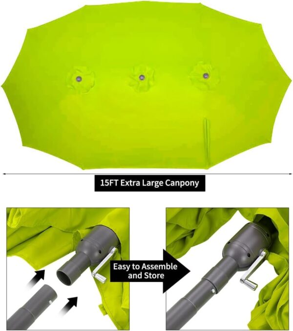 1ed63817c13d476b90e86312ff6eac7d 15ft Patio Umbrella with Solar Lights, Large Double Umbrella Outdoor, Rectangle 180”x106” Umbrellas with 156 PCS LED Lights and Crank Handle for Backyard Deck Pool Shade in Black(1.9′′ Pole)