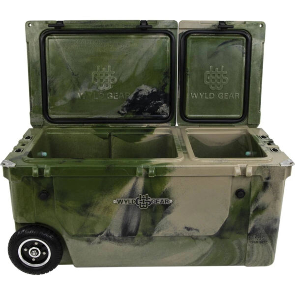 75 Quart Pioneer Dual Compartment Insulated Cooler w/ Wheels Forest Camo