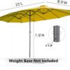 15ft Patio Umbrella with Solar Lights, Large Double Umbrella Outdoor, Rectangle 180”x106” Umbrellas with 156 PCS LED Lights and Crank Handle for Backyard Deck Pool Shade in Black(1.9′′ Pole)
