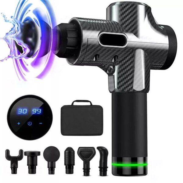 Deep Tissue Massage Gun – 30 Speed 6 Heads Super Quiet Brushless Motor LCD Touch Display Percussion Massager