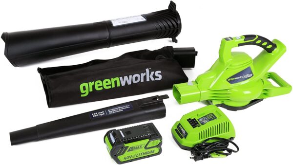 1fe38da5b0374d028564d1277b3bf6d3 40V 185 MPH Variable Speed Cordless Leaf Blower/Vacuum, 4.0Ah Battery and Charger Included 24322