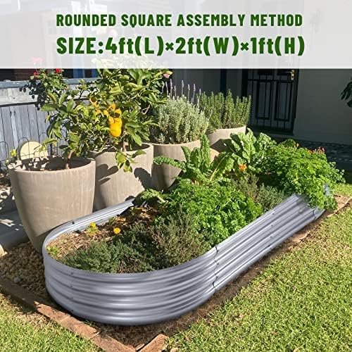 1ff6d14b1fd74c28a9f113c2510a37d1 2Pcs Galvanized Raised Garden Bed Kit, 10×4×1ft Galvanized Planter Raised Garden Boxes Outdoor, Oval Large Metal Raised Garden Beds for Vegetables............