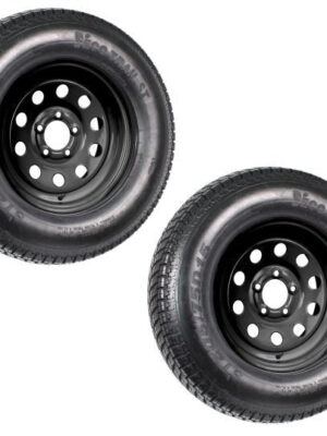 eCustomRim 2-Pack Trailer Tire On Black Wheel Modular Rim ST205/75D15 LRC 5 Lug On 4.5 15 x 5