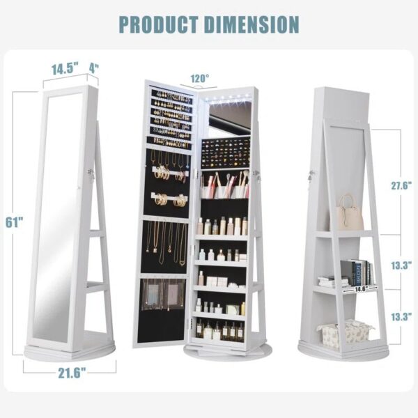 21.6” Wide Jewelry Armoire with Mirror