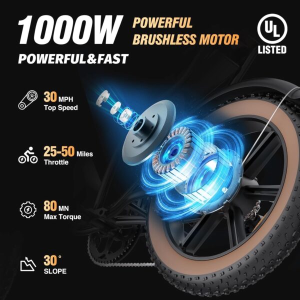 207f8bb4aaae4e07bd4c2fd511ef667f Electric Bike for Adults Q20, 2000/1500W, 37/30MPH,52V 40AH,48V/20AH E-Bike,30-180 Miles Electric Motorcycle, 20′′ Fat Tire Dirt Bike, UL2849 All Terrain for Mountains, Snow, Sand, Road