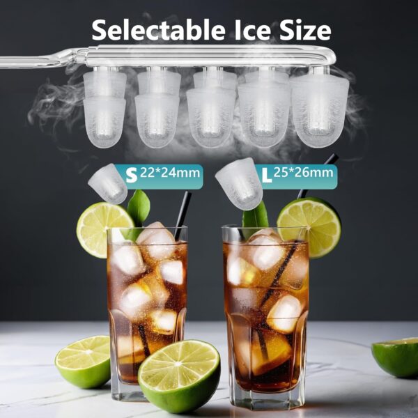 Nugget Ice Maker Countertop with Handle, Ready in 6 Mins, 34lbs Per Day, Removable Top Cover, Auto-Cleaning, Portable Sonic Ice Maker with Basket and Scoop, for Home/Party/RV/Camping (Black)