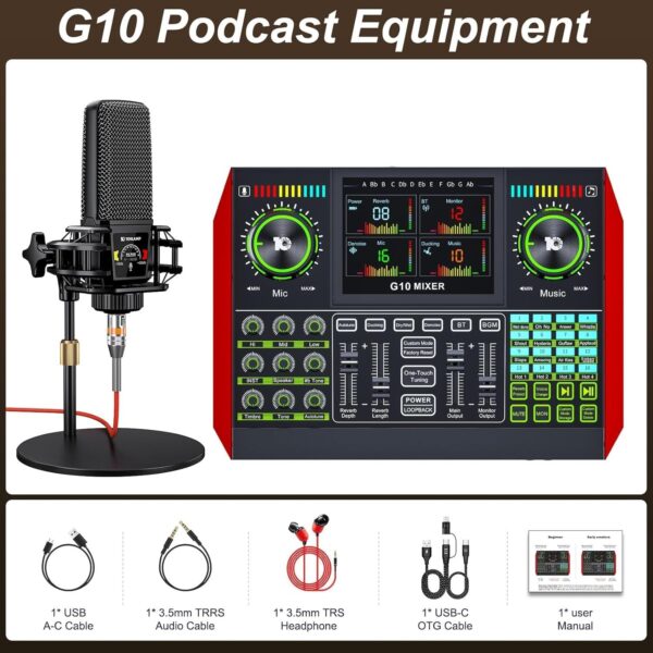 208dc9f3dc32468393a7151f7f40ac87 Podcast Equipment Bundle,with 3.5mm Condenser Microphone & Live Sound Card – Audio Mixer for Streaming, PC/Mobile Live Singing, Gaming Content Creators, Soundboard with USB Computer Interface