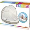 INTEX 58292EP Canopy Island Inflatable Pool Float: Comfortable Lounge Surface – Built-In Cup Holders – Detachable Sunshade – 440lb Max Weight Capacity – 78.5′′ x 59′′