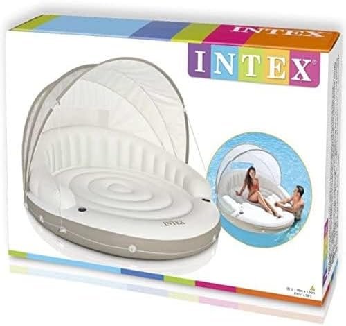 20910e3f507f40f49b86a1c7ffb35603 INTEX 58292EP Canopy Island Inflatable Pool Float: Comfortable Lounge Surface – Built-In Cup Holders – Detachable Sunshade – 440lb Max Weight Capacity – 78.5′′ x 59′′