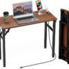 TEMI Small Computer Desk Folding Table – 35.8′′ Foldable Office Desk, No Assembly, Perfect for Small Spaces in Bedroom, Dorm, or Apartment, Portable Mini Desk or Study Table with Compact Design, Brown