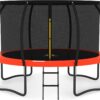 JUMPZYLLA Trampoline 8FT 10FT 12FT 14FT 15FT 16FT Trampoline with Enclosure – Recreational Trampolines with Ladder and AntiRust Coating, ASTM Approval Outdoor Trampoline for Kids