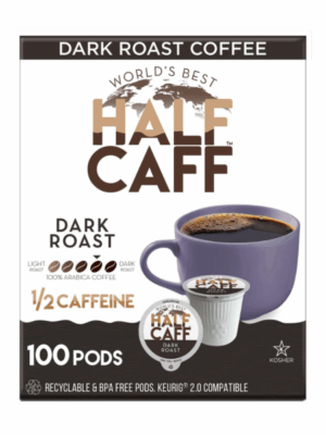 World s Best Half Caff Dark Roast Coffee 100ct. Solar Energy Produced Recyclable Single Serve Dark Roast Coffee Pods