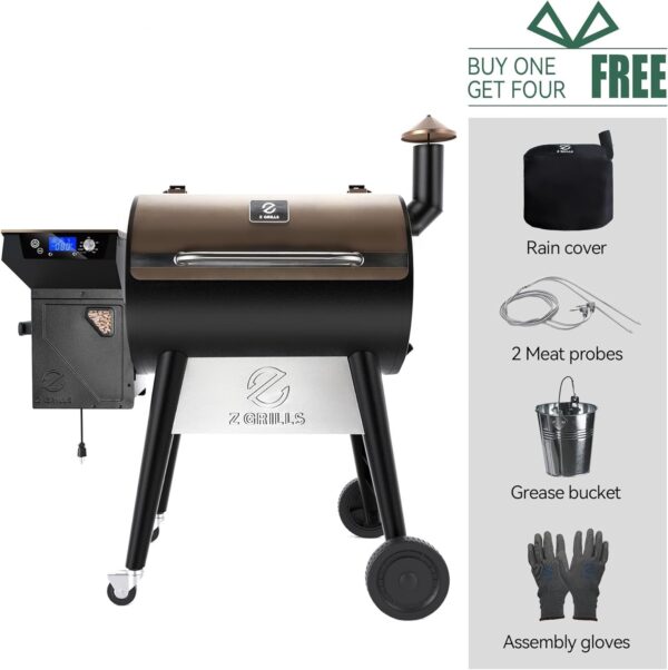 214f368d7eb0415880e29c57d90bb90c Z GRILLS Wood Pellet Grill Smoker with 552 Cooking Area & Front Shelf for Outdoor BBQ, Smoke, Bake and Roast, 550C