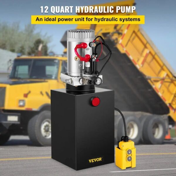 21a5ebb7f48d43ac933f0f49b32377d7 12 qt. 12-Volt 3200 PSI Hydraulic Power Pump Electric Dump Trailer Pump with Steel Reservoir for Car Lift 12LDZYCZYYBTX0001V0