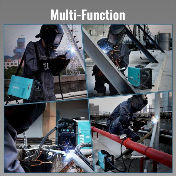 21a6820c26de4dd18ed24bbe19016e98 145A MIG Welder, 110V/220V Dual Voltage Gas/Gasless Flux Core MIG Welder/Lift TIG/Stick 3 in 1 Synergic MIG145 9GEN Welding Machine, Flux/Solid Welder Digital Screen Display