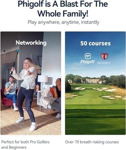 Home Golf Game Simulator: Enjoy Interactive Golf with Motion Sensor & Swing Stick for Indoor & Outdoor Fun – 38,000+ Courses Worldwide, Compatible with Android, iOS, App & E6 Connect